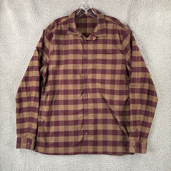 Lululemon Shirt Mens Large L Brown Red Performance Commission Flannel Stretch - Picture 1 of 5